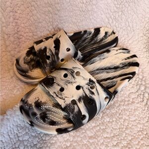 Boy’s Black and White Croc Slide Sandals